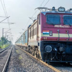 Passenger train in the Countryside near Pune India.